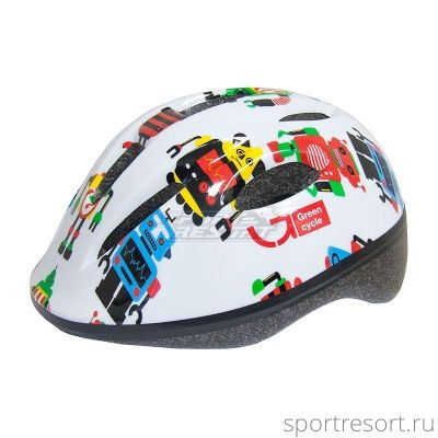 Велосипедный шлем Green Cycle Robots белый (50-54см) HEL-51-60