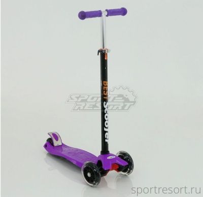 Самокат ScooTer 120/80mm фиолетовый (LED колеса) 00-170074-1