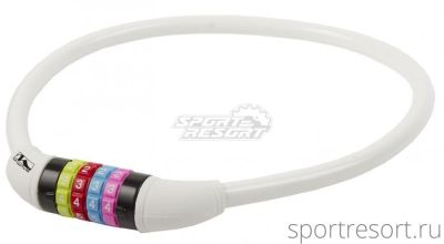 Велозамок M-Wave 12х650 мм кодовый (белый) 5-231052