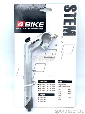 Вынос 4Bike HS-C60 (1", 25.4, 60mm, 30°) серебристый