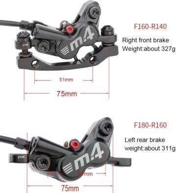 Комплект дисковых тормозов Meroca 4-Piston Disc Brake Set черные