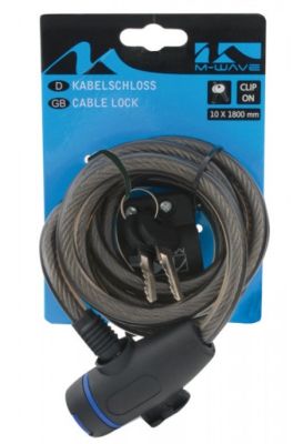 Велозамок M-Wave 10х1800 мм с ключом (черный) 233840