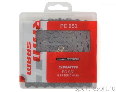 Цепь Sram PC-951 PowerLock Gold 9sp (114зв)