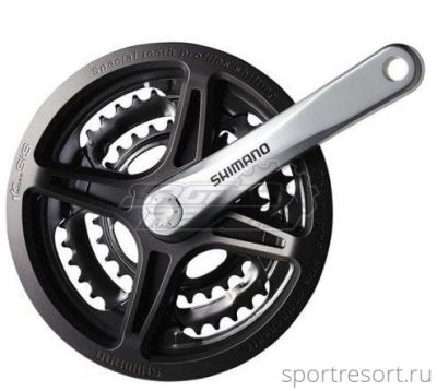 Система Shimano Tourney FC-M131 7/8ск (Квадрат, 42/34/24T, 170mm, серебро, защита)