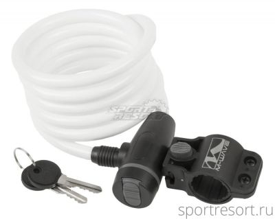 Велозамок M-Wave 10х1800 мм с ключом (белый) 5-233862