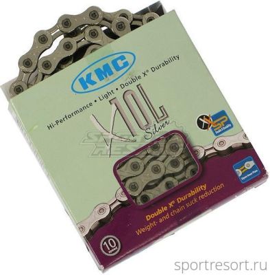 Цепь KMC X-10 L (10ск,114зв) Lite Silver