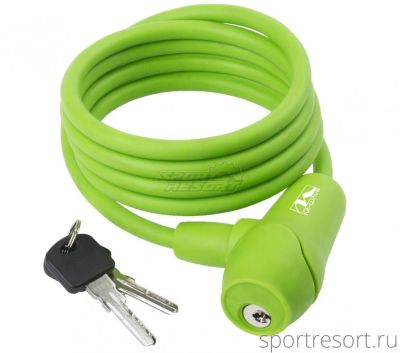 Велозамок M-Wave 8х1500 мм (ключ) матовый зеленый 5-231015