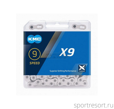 Цепь KMC X-9 (9ск,114зв) Silver/Silver