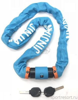 Велозамок цепь JinJian Velo Chain Lock 6x1000 мм (ключ) blue JJ605_BLU