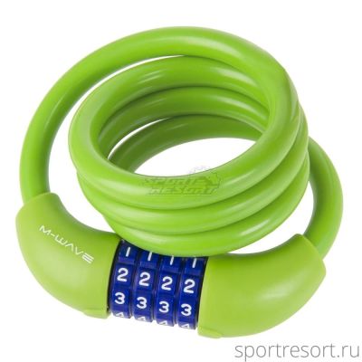 Велозамок M-Wave 12х1000 мм кодовый (зеленый) 5-231065