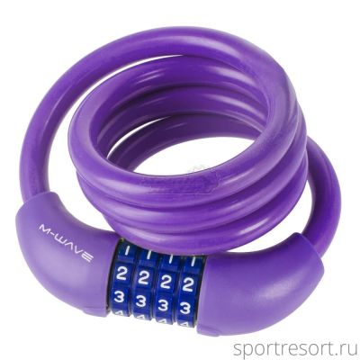 Велозамок M-Wave 12х1000 мм кодовый (фиолетовый) 5-231069